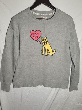 Life is Good Women's Gray 'I Woof You' Crewneck Sweater